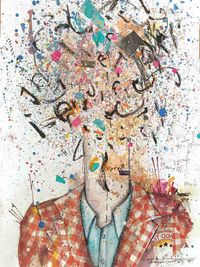 C GONZALEZ - Cinco punto piel- 30x40 - mixta - papel