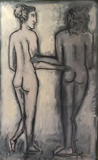 Las dos hermanas, &ograve;leo sobre lienzo, 80x130cm, 2024