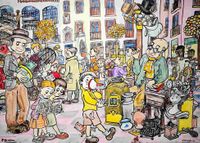 Pilarin - Mercado de anticuarios - 72x100 - acrilico - madera