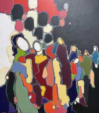 Rio Hermoso - A la espera - 90x100 - Acrilico - Rotuladores - Tela