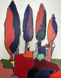 Rio Hermoso - Cipreses - 100x81 - Acrilico - Rotuladores - Tela