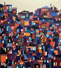 Rio Hermoso - Ciudad 2 - 100 x 90 - Acrilico - Rotuladores - Tela